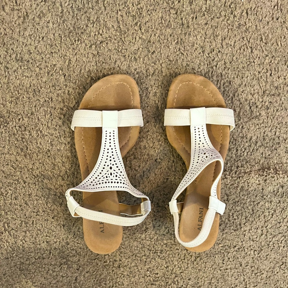 Alfani White Sandals. Small wedge. Size 7.5